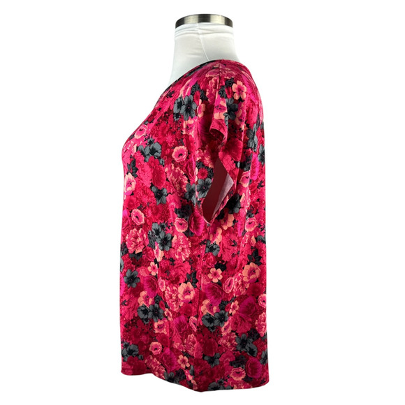 Talbots Floral Cap Sleeve Top Stretchy Knit Scoop Neck 3Xp Plus Size 3X Petite - Picture 4 of 10